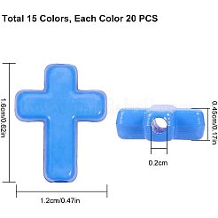 15色の不透明なアクリルビーズ  クロス  ミックスカラー  16x12x4.5mm  穴：2mm  約20PCS /カラー  300個/箱&nbsp;SACR-PH0007-07