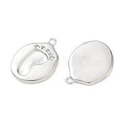 真鍮チャーム  フラットラウンド、フットプリントチャーム付き  プラチナ  18.5x14x2mm  穴：1mm&nbsp;KK-C259-12P
