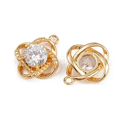 真鍮の舗装キュービックジルコニアペンダント  花  18KGP本金メッキ  19x16.5x6mm  穴：1.6mm&nbsp;KK-C115-05G