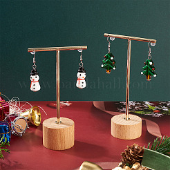 2 Pairs 2 Styles Christmas Theme Glass Dangle Earrings&nbsp;EJEW-TA00701