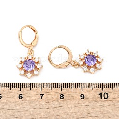 Brass Micro Pave Cubic Zirconia Leverback Earrings&nbsp;EJEW-K300-06G