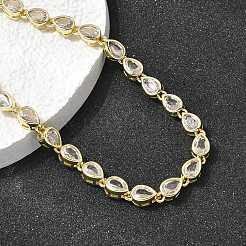 Brass Micro Pave Cubic Zirconia Geometric Tennis Necklaces&nbsp;NJEW-C121-02B-G