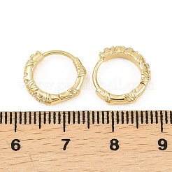ツイスト真鍮マイクロパヴェクリアキュービックジルコニアフープピアス  18KGP本金メッキ  12x13x3mm&nbsp;EJEW-D348-18G