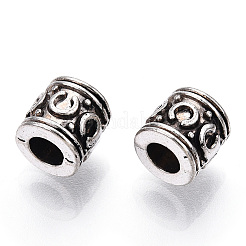 チベット風合金ビーズ  カドミウムフリー＆鉛フリー  コラム  アンティークシルバー  7x7mm  穴：3.6mm  約4750個/5000g&nbsp;TIBEB-TAC0002-03AS