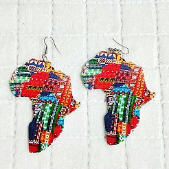 Printed Wood Dangle Earrings&nbsp;FS-WGB0246-01