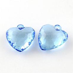 透明なアクリルパーツ  多面カットハート  藤紫色  31x28x13mm  穴：3mm  約88個/500g&nbsp;TACR-R131-02