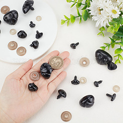 100セット5スタイルのプラスチック製安全ノーズ  クラフトノーズ  ガスケット付き  diyの人形のおもちゃの人形のプラシ天の動物の作成のため  20個の樹脂ワッシャーと20個の安全ノーズ付き  ブラック  9.5~30.5x12.5~30x10.5~23mm&nbsp;DIY-GO0001-07
