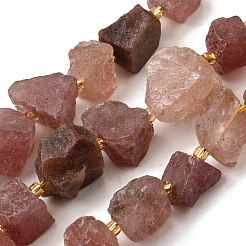 Raw Rough Natural Strawberry Quartz Beads Strands&nbsp;G-Z087-B18