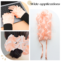 シフォンオーガンジープリーツレーストリム  衣服の装飾用  桃パフ  2-5/8インチ（68mm）&nbsp;DIY-WH0892-01A
