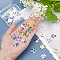 亜鉛合金エナメルペンダント  足  カドミウムフリー＆鉛フリー  ミックスカラー  18x16x2mm  穴：1.5mm  8個/セット  4セット  32個/箱&nbsp;ENAM-PH0001-47-RS