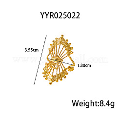 女性用中空304ステンレススチール製調節可能なカフリング  クラウン  18KGP本金メッキ  35.5mm  内径：18mm&nbsp;ZX9886