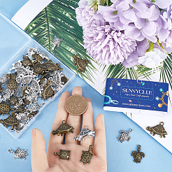 80Pcs 8 Style Tibetan Style Alloy Pendants&nbsp;FIND-SC0007-31