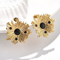 女性用304ステンレススチールスタッドピアス  花  ゴールドカラー  27.5x28mm&nbsp;EJEW-K306-31G