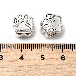 犬の足跡チベットスタイル合金ヨーロッパのビーズエナメルのセッティング  大穴ビーズ  カドミウムフリー＆鉛フリー  アンティークシルバー  11x10.5x7mm  穴：4mm  約350個/1000g&nbsp;TIBEP-S293-067AS-LF