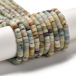 Natural Flower Amazonite Beads Strands&nbsp;G-P575-B43-4x2mm