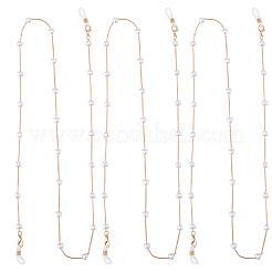 3Pcs Iron Curb Chain with Plastic Pearl Heart Bead Eyeglasses Chains&nbsp;AJEW-CN0007-84