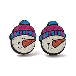 Christmas Printed Wooden Stud Earrings&nbsp;LS-EJEW-D046-08