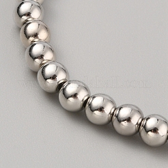 CCB プラスチック ラウンド ビーズ ストレッチ ブレスレット  プラチナ  ビーズ：4.8mm  内径：2-1/8インチ（5.3cm）&nbsp;BJEW-WH0023-03B-P