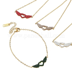Valentine's Day 304 Stainless Steel Rhinestone Heart with Angel Wings Link Bracelets&nbsp;SA-CBA5F76-01G