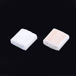 電気メッキ不透明ガラスシードビーズ  2穴  正方形  ABカラーメッキ  ホワイト  5x4.5~5.5x2~2.5mm  穴：0.5~0.8mm&nbsp;SEED-S023-18C-01A
