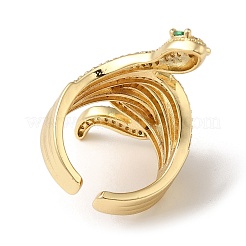 Rack Plating Brass Micro Pave Clear Cubic Zirconia Open Cuff Rings for Women&nbsp;RJEW-M162-38G