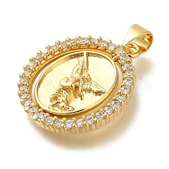 Rack Plating Brass with Cubic Zirconia Pendants&nbsp;KK-Z086-33G-14