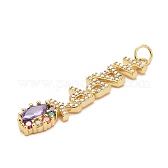 Rack Plating Brass Colorful Cubic Zirconia Pendants&nbsp;KK-M229-25G