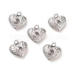 304 Stainless Steel Heart Charms Rhinestone Settings&nbsp;STAS-E083-13P