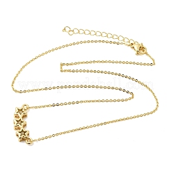 Brass Glass Triple Star Pendant Necklaces&nbsp;KK-CBAB173-03G-06