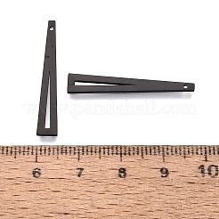 304ステンレスペンダント  三角形のチャーム  ブラック  31x5x1mm  穴：0.9mm&nbsp;STAS-G318-03EB
