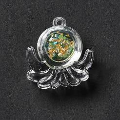 ルミナス透明レジンペンダント  金箔入りタコチャーム  暗闇の中で輝く  ミックスカラー  27x25x9mm  穴：2mm&nbsp;X-RESI-K019-05
