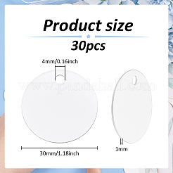 両面熱転写アルミペンダント30個  ペットタグ  ホワイト  フラットラウンド  30x1mm  穴：4mm&nbsp;DIY-BC0012-89B