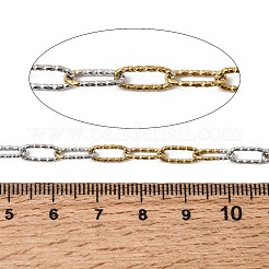 Two Tone 304 Stainless Steel Textured Paperclip Chains&nbsp;CHS-P029-01A