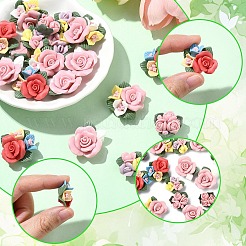 20個 5種類のスタイルの手作り磁器カボション  陶土ビーズ  花  ミックスカラー  15.5~28x15~26x7~15mm  4個/スタイル&nbsp;PORC-YW0001-19