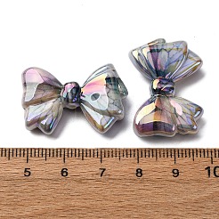 印刷およびUVメッキ不透明アクリルビーズ  虹色の  蝶結び  ライトブルー  20.5x29.5x7.5mm  穴：2mm&nbsp;OACR-G052-02B