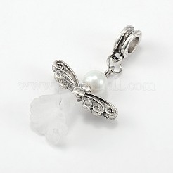 Lovely Wedding Dress Angel Alloy European Dangle  Large Hole Pendants&nbsp;PALLOY-JF00004-06