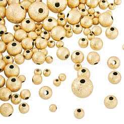 真鍮ビーズ  長持ちメッキ  つや消しラウンド  ニッケルフリー  18KGP本金メッキ  3~8.5x2.5~8mm  穴：1~1.8mm  105個/セット&nbsp;KK-TA0008-23G