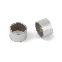 変色しない304ステンレススチールチューブビーズ  ステンレス鋼色  2x2.5mm  穴：2.1mm&nbsp;STAS-G071-31P-A