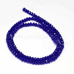 カット加工ロンデルガラスビーズ連売り  ダークブルー  3.5~3.8x2.5~3mm  穴：0.8~1mm  約105~110個/連  29~31cm&nbsp;GLAA-I033-3mm-01
