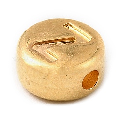 304ステンレススチールビーズ  アルファベット付きフラットラウンド  ゴールドカラー  文字Z  7x3.5mm  穴：1.7mm&nbsp;STAS-I343-01G-Z