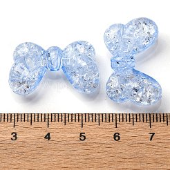 透明なクラックルアクリルビーズをメッキ  蝶結び  ブルー  16.5x27x7.5mm  穴：2.2mm&nbsp;MACR-D024-17-02