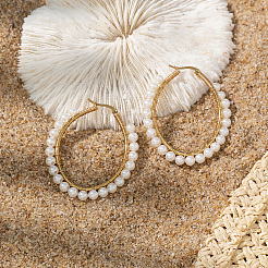 Chic Beach Style Oval 201 Stainless Steel Hoop Earrings&nbsp;GD7947