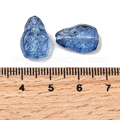 ガラスビーズ  花のついた涙型  マリンブルー  16x10.5x5.5mm  穴：1mm&nbsp;GLAA-D303-07G