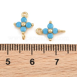 Brass Pave Deep Sky Blue Cubic Zirconia Connector Charms&nbsp;CU-CBAA6E8-10G