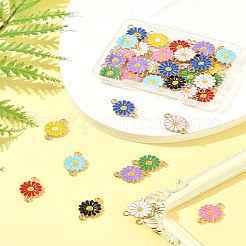 40 個 10 色の亜鉛合金エナメルひまわりコネクタチャーム  花のリンク  ライトゴールド  ミックスカラー  18x12x2mm  穴：1.8mm  4個/カラー&nbsp;ENAM-FS0002-43