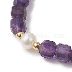 Natural Amethyst & Cultured Freshwater Pearl Beaded Stretch Bracelets for Women&nbsp;BJEW-JB13327