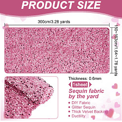 ポリエステル織物  ペットのスパンコール付き  衣類アクセサリー  ショッキングピンク  150~163x0.06cm  3m / pc&nbsp;DIY-WH0622-125A