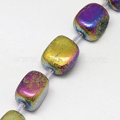 Electroplate Natural Drusy Quartz Crystal Cuboid Beads Strands&nbsp;G-L043-04