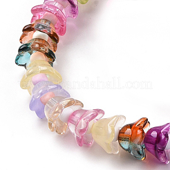 透明ガラスビーズ連売り  ビーズ連売り  花  ミックスカラー  11~12x7.5~8mm  穴：1.4mm  約50個/連  11.42''（29センチメートル）&nbsp;LAMP-H061-01A-02