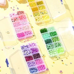 文字と丸いアクリルとガラスのシードビーズのジュエリー作りキットのDIYフラットラウンド  ミックスカラー  3~7x1.5~4mm  穴：0.8~1.5mm&nbsp;DIY-FS0006-44